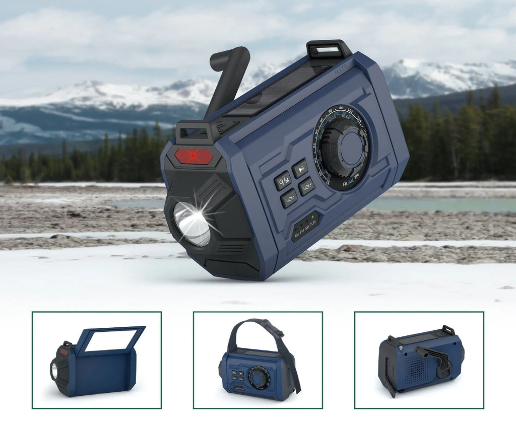 Perfect Outdoor Traveling Kit: Multi-function Dynamo Emergency Radio with Solar, Dynamo, USB Charge, FM/AM Radio, WB Weather Forecast, Flashlight Siren/Blink and More