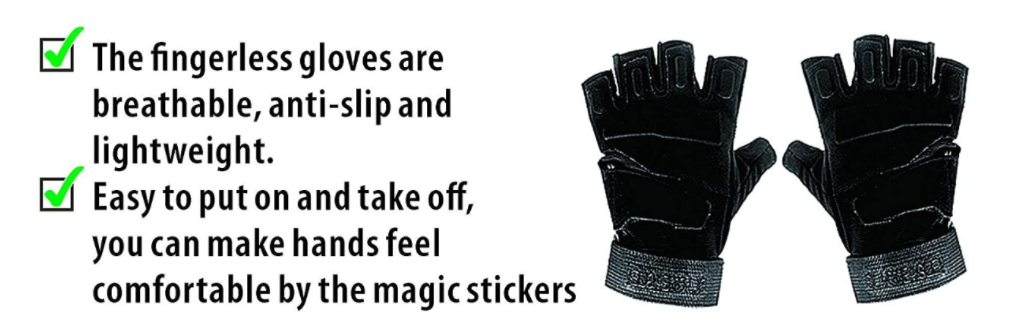 CTSC Uni-sex Sports Gloves Half Finger Cycling Mountain Bike Gloves-Anti-Slip Shock Absorbing Gel Pad Breathable Motorcycle Outdoor Sports Short Fitness Running Mountaineering rock climbing Gloves (Black)