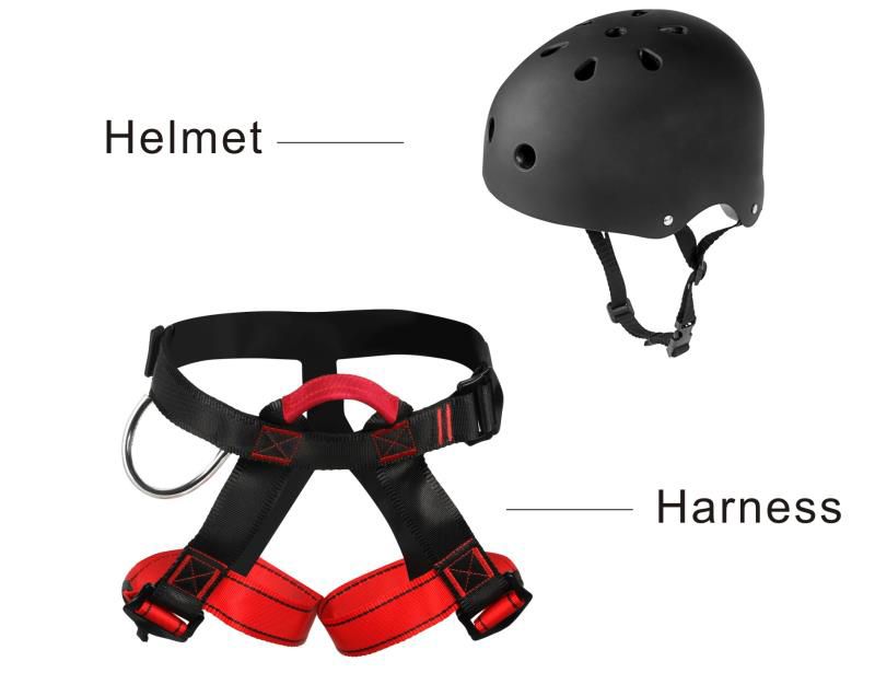 CTSC Climbing Half Body Safety Harness Suitable For Kids & Adults, Harness For Zipline, Climbing Gym & Rope Course Adjustable Perfect For Zip Line And More (Black)