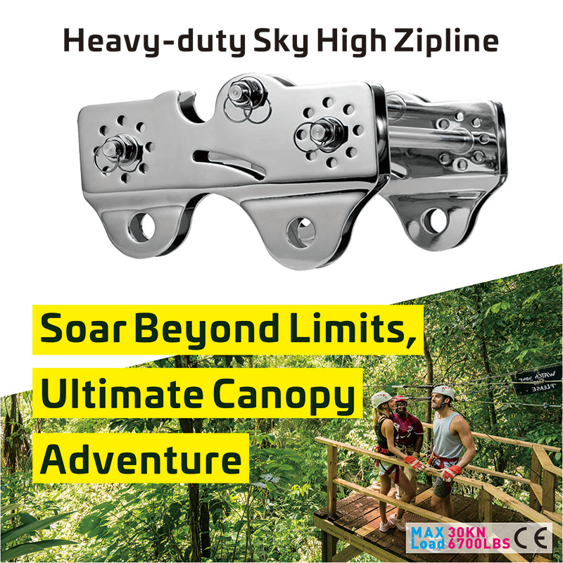 CTSC Heavy-Duty Zipline Trolley Built for Commercial-Grade Thrills, Soar Beyond Limits, Ultimate Canopy Adventure, with Safety Harness for Trusted for Long-Span Adventure Tours
