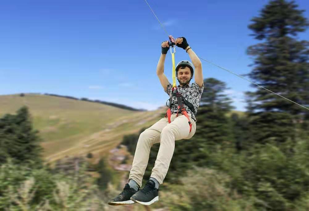 CTSC Harness Set with Carabiner and Lanyard To Fit Well Onto Your Heavy Duty Ziplines Suitable For Different Ages Kids And Adults (Black)