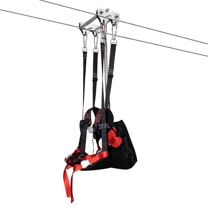 CTSC Heavy-Duty Zipline Trolley Built for Commercial-Grade Thrills, Soar Beyond Limits, Ultimate Canopy Adventure, with Safety Harness for Trusted for Long-Span Adventure Tours