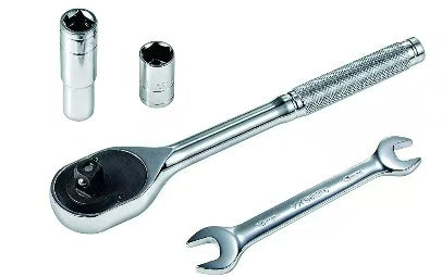 CTSC 1/2" Ratchet Handle with Knurled Non-Slip Grip, 13mm & 16mm Socket Wrench Set, 9.8" Heavy-Duty Length for Backyard Zipline & Outdoor Sports Equipment Installation CTSC