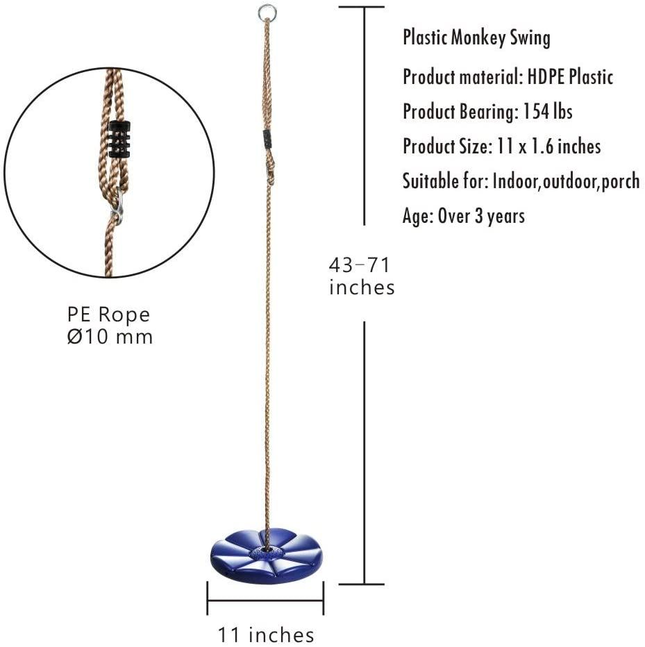CTSC Climbing Rope Swing with Knot and Disc Swing Seat Set, Seat For Zipline, Rope Ladder for Kids Outdoor Tree Backyard Playground Swing Zip Line Seat for Kids. Sturdy & Safe