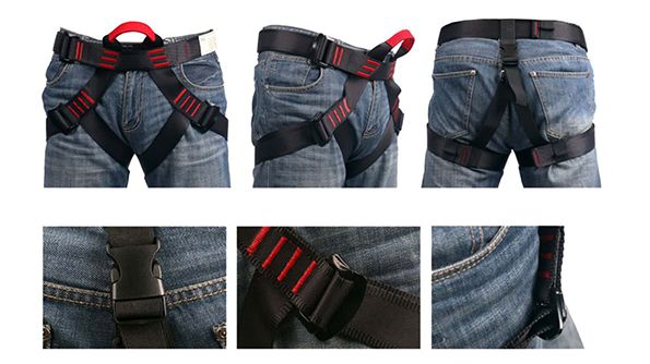 CTSC Climbing Half Body Safety Harness Suitable For Kids & Adults, Harness For Zipline, Climbing Gym & Rope Course Adjustable Perfect For Zip Line And More (Black)