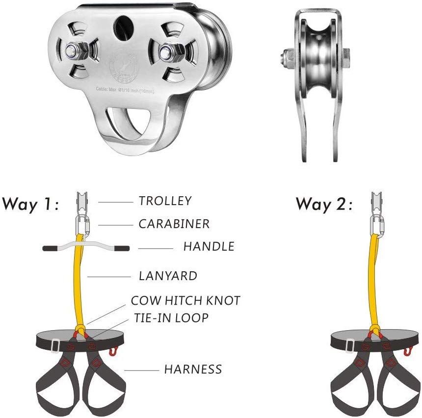 CTSC Lanyard with Eye Loop Auto Lock Steel Carabiners Adjustable 3.94ft (Yellow)