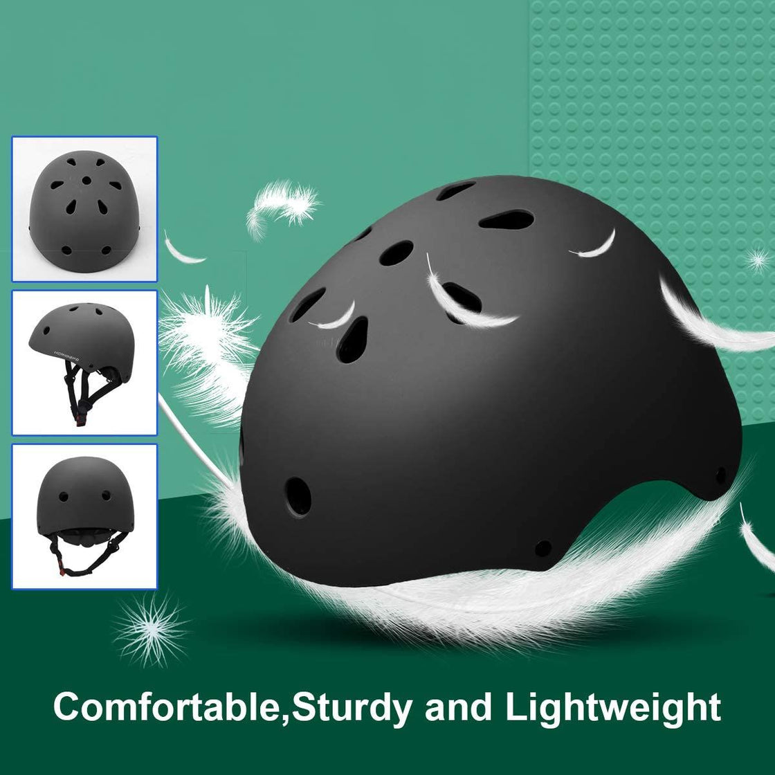 Zipeak Zipline Helmet For Kids Youth Adult Adjustable Lightweight Multi-Sport Roller Skating Cycling Scooter Inline Skating Rollerblading Longboard (Black)