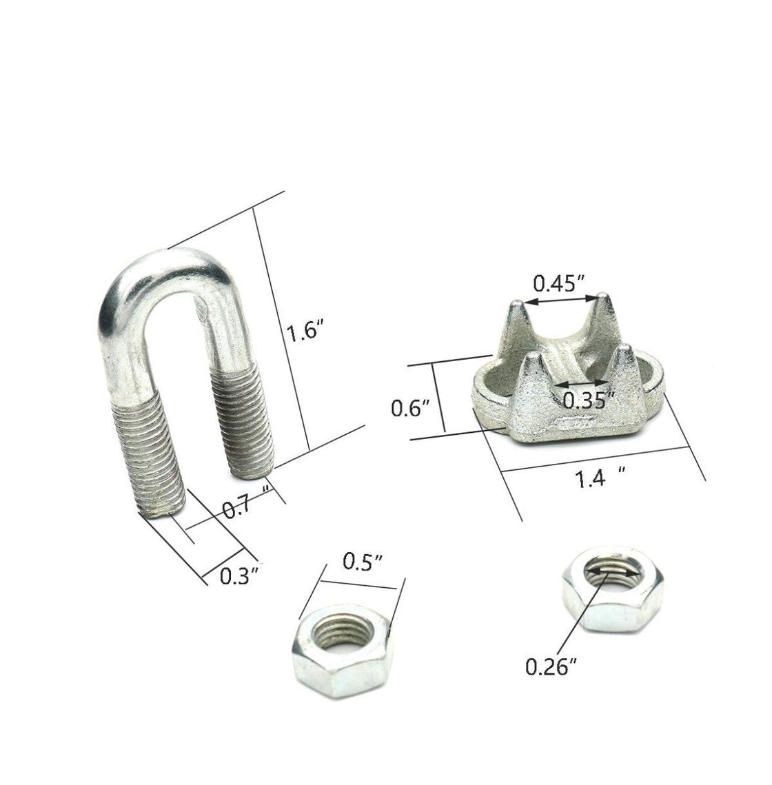 CTSC Wire Rope Clamp 3/8 inch 3 Pack Zinc Plated - Wire Rope Clip - Wire Cable Clamps (silver)