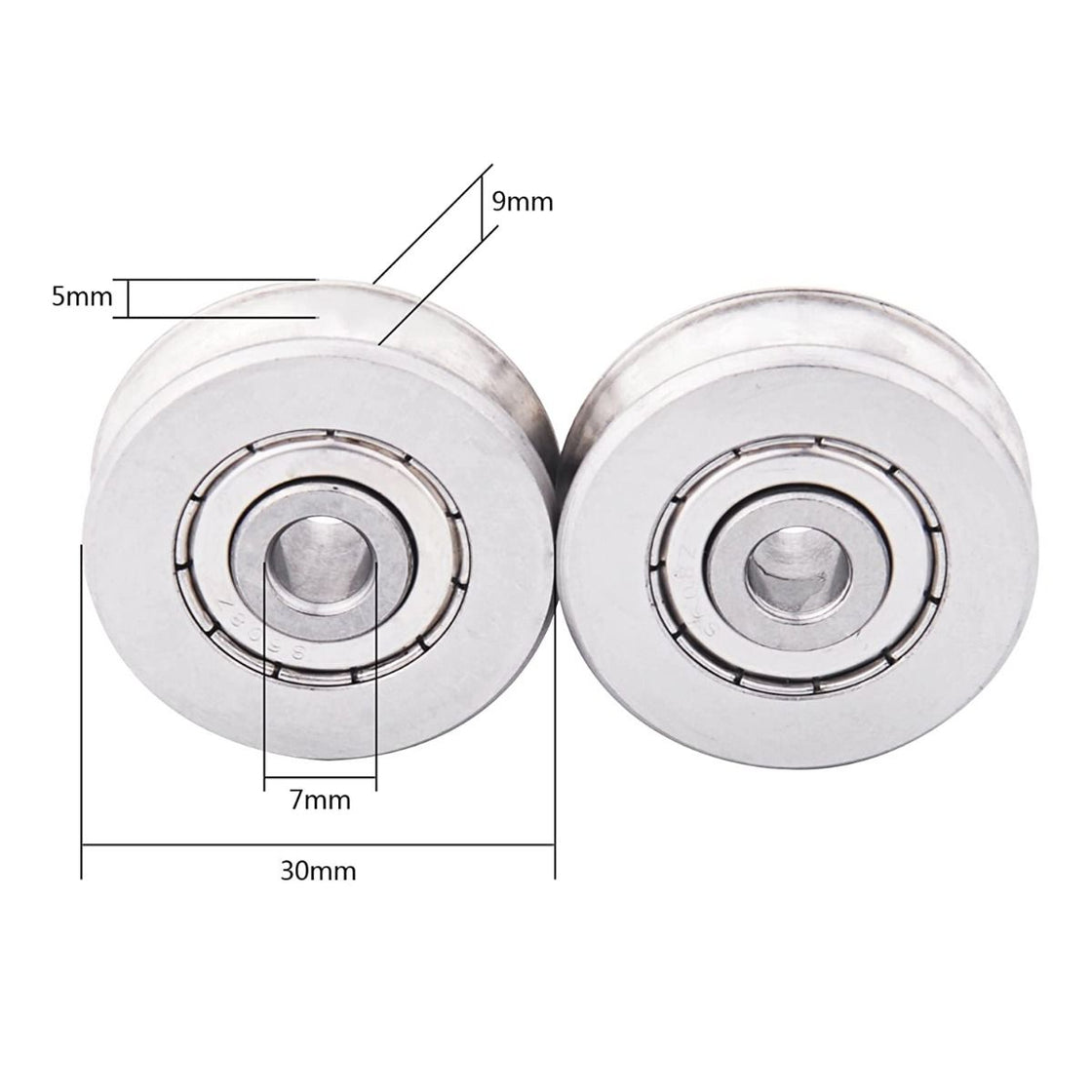 CTSC Zip Line Replacement Stainless Steel Deep U Groove Ball Bearings Pack of 2 (Silver)