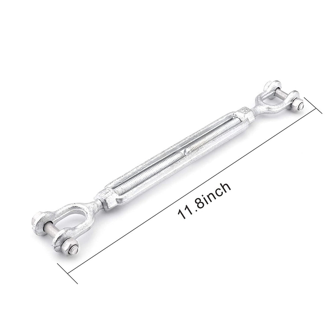 CTSC Hot Dipped Galvanized Steel Jaw and Jaw Turnbuckle, 3500 lbs Working Load Limit, 3/8" Threaded Diameter x 12in - Durable, Weather Resistant (Silver)