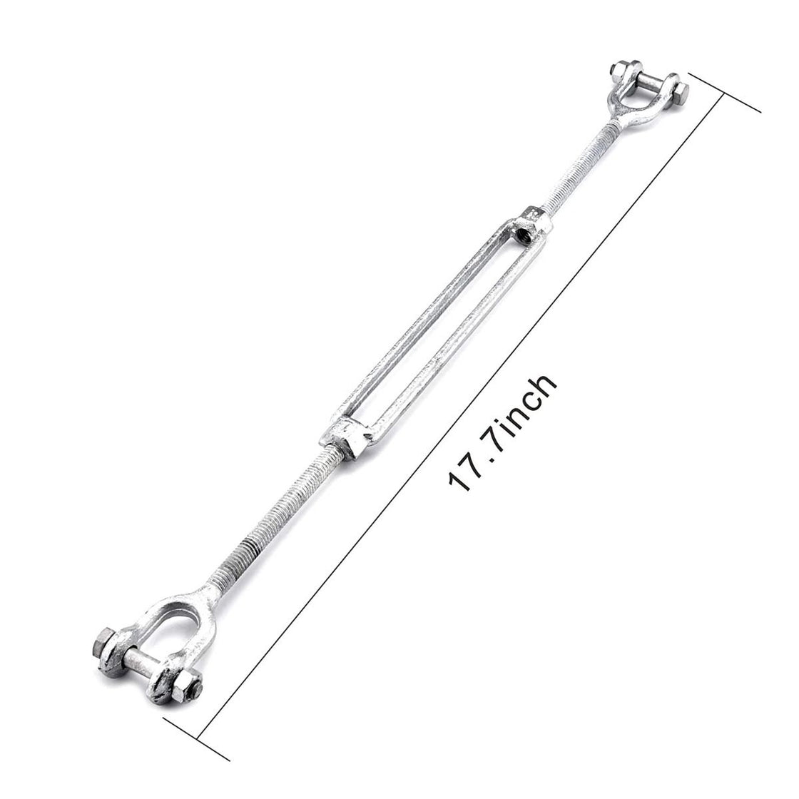 CTSC Hot Dipped Galvanized Steel Jaw and Jaw Turnbuckle, 3500 lbs Working Load Limit, 3/8" Threaded Diameter x 12in - Durable, Weather Resistant (Silver)