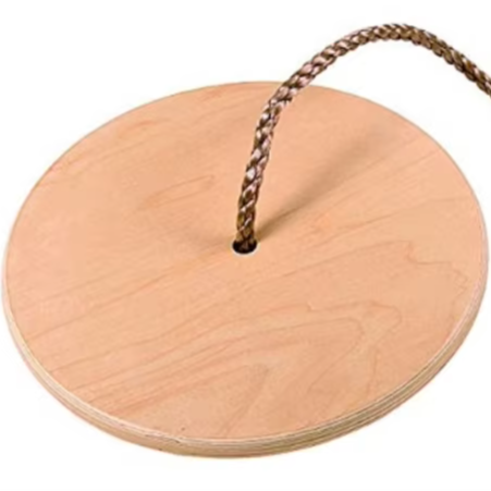 CTSC Wooden Disc Swing Seat with Hanging Rope Leg Guard & Sports Safety for Backyard Adventure and Family Fun Eco-friendly Max Load 265lbs