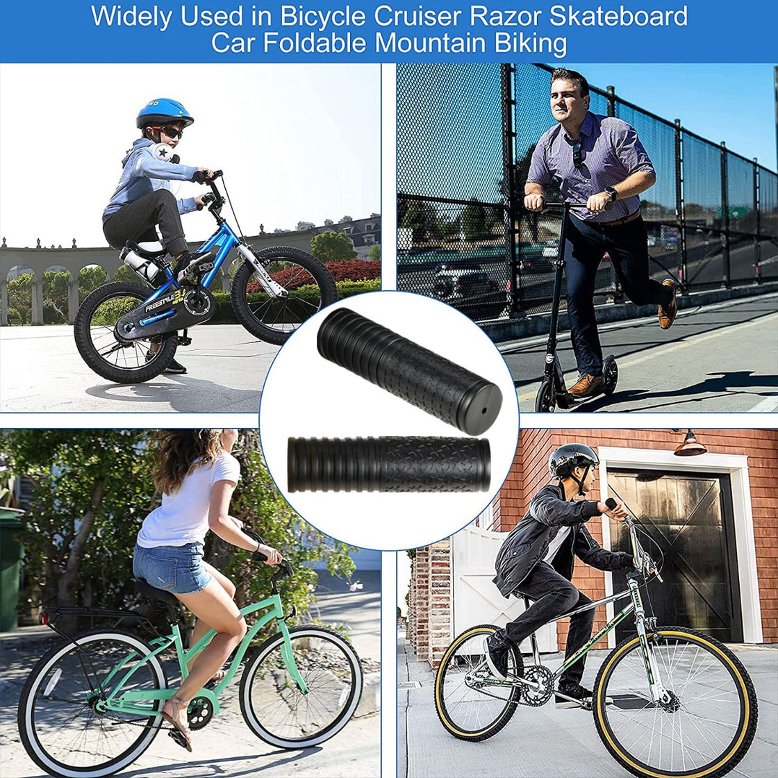 Zipdiz Newly Designed Zipline Handle Grips, Bike Handle Grips, Kids Non-Slip-Rubber Bicycle Handlebar Grips, Specialized Replacement Bike Grips, for Beach Cruiser Razor Scooter Foldable Mountain Bicycle Tricycle BMX MTB (Black) (12 pairs)