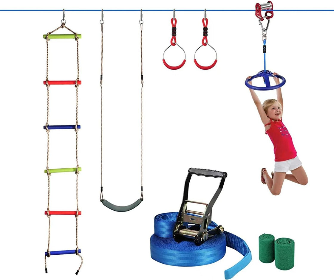 Zipdiz Ninja Slider Slackline Pulley Zip Along Your Ninja Course with The Most Fun New Accessory for Your Ninja Warrior Obstacle Course for Kids Toy Gift Pulley for Slackline (up to 250lbs) (RED)