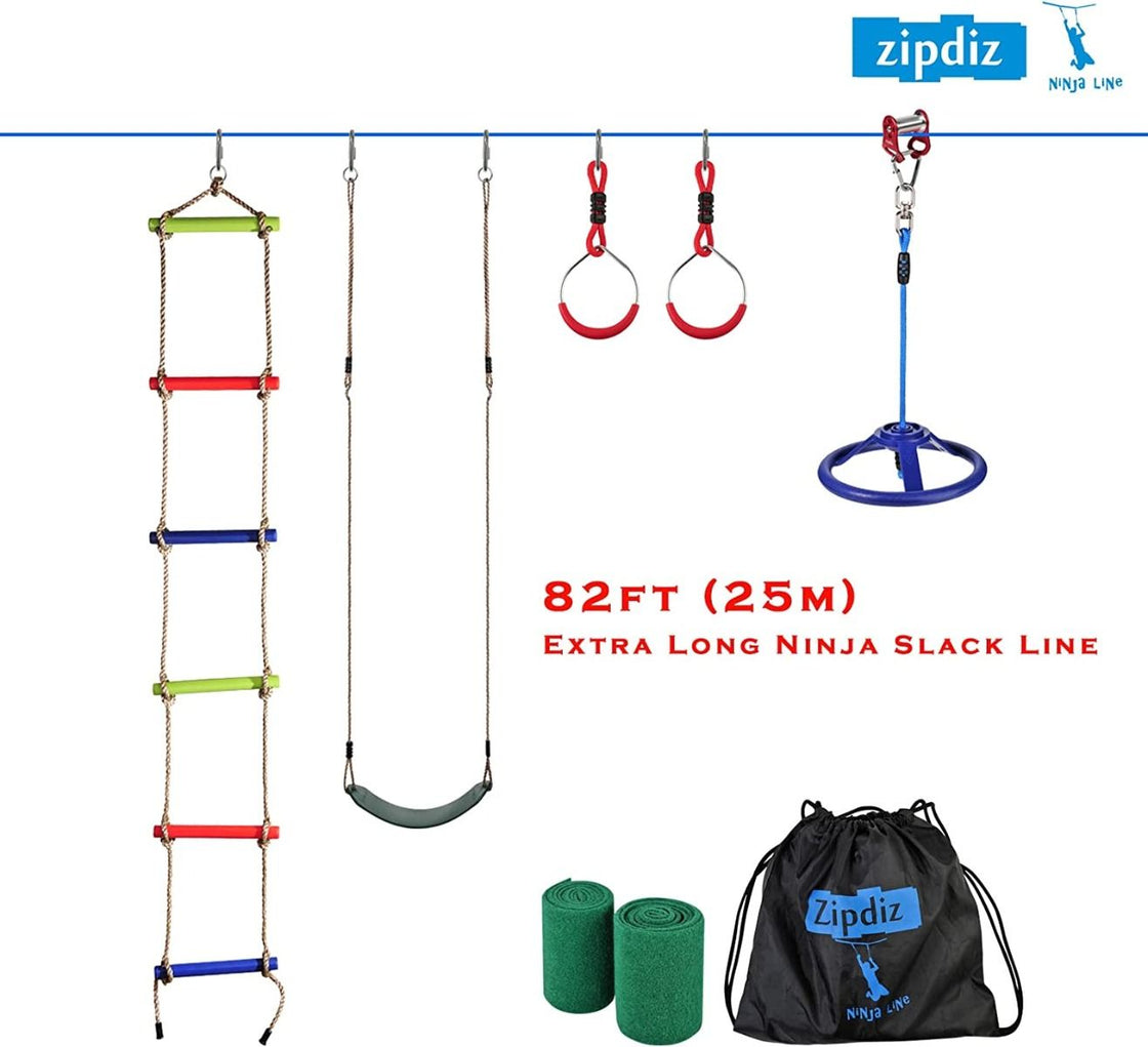 Zipdiz Ninja Slider Slackline Pulley Zip Along Your Ninja Course with The Most Fun New Accessory for Your Ninja Warrior Obstacle Course for Kids Toy Gift Pulley for Slackline (up to 250lbs) (RED)
