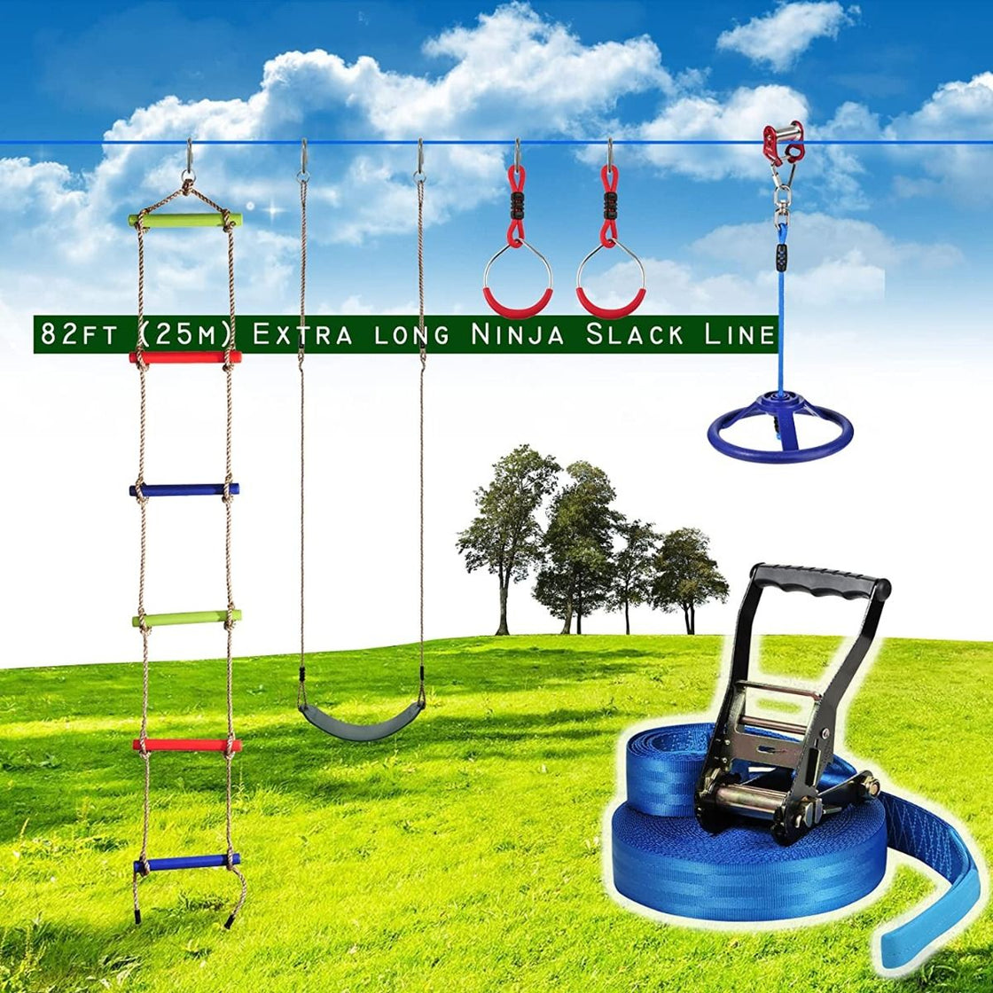 Zipdiz Ninja Slider Slackline Pulley Zip Along Your Ninja Course with The Most Fun New Accessory for Your Ninja Warrior Obstacle Course for Kids Toy Gift Pulley for Slackline (up to 250lbs) (RED)