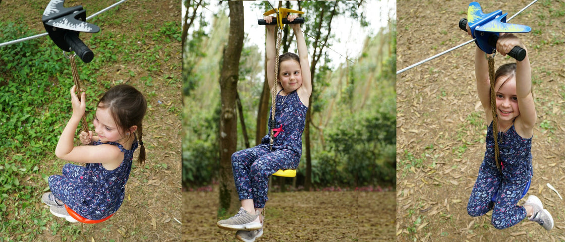 CTSC Zip Line Non-slippery Rubber Grips Handle Trolley Pulley Shaped in Airplane For Kids And Adults Help Riders Keep a Firm Hold on the Zipline While Playing Around