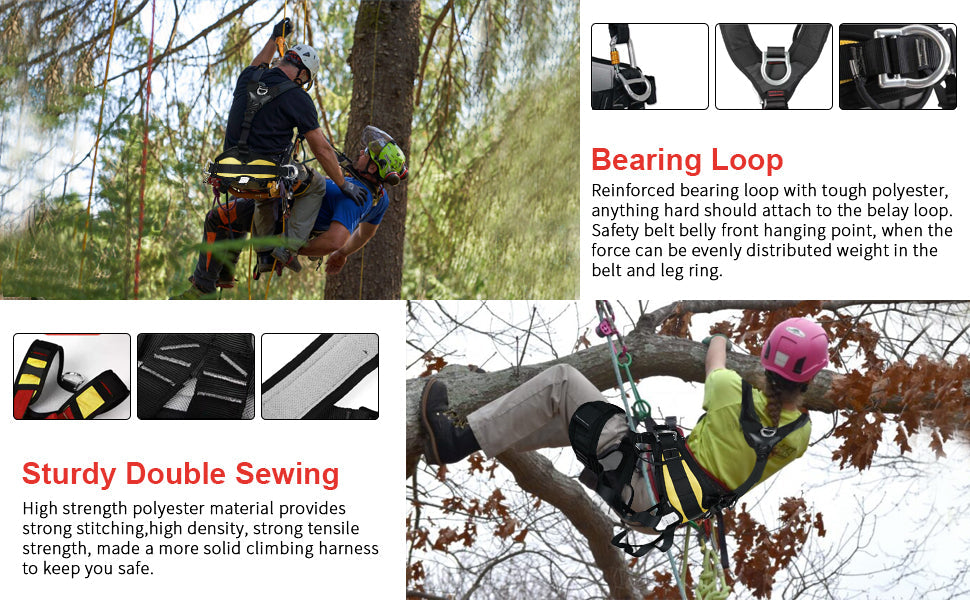 CTSC Treestand Harness, Tree Working Safety Belt, Climbing Harness for Garden Art Clip, Tree Clip, Firefighting On Tree, Full Body Harness for Zipline