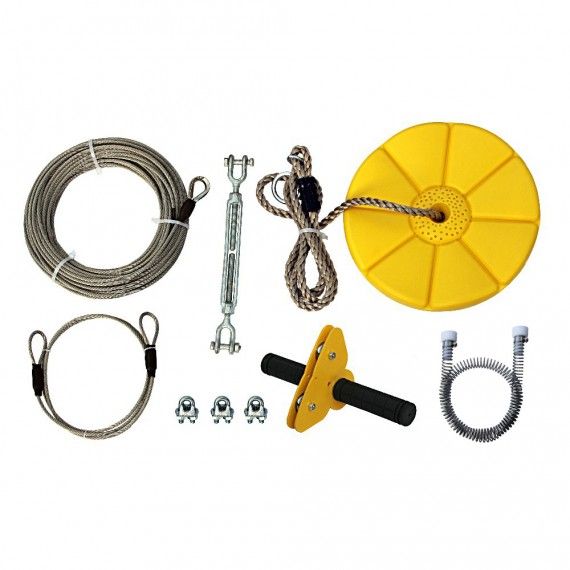 CTSC Backyard Zip Line Kit For Kids and Adult 95 Foot With Spring Brake And Seat Ziplines Tyrolienne Flying Fox Zip Wire Perfect Holiday Toy Gifts For Kids Instructions Included (Up to 250lbs)