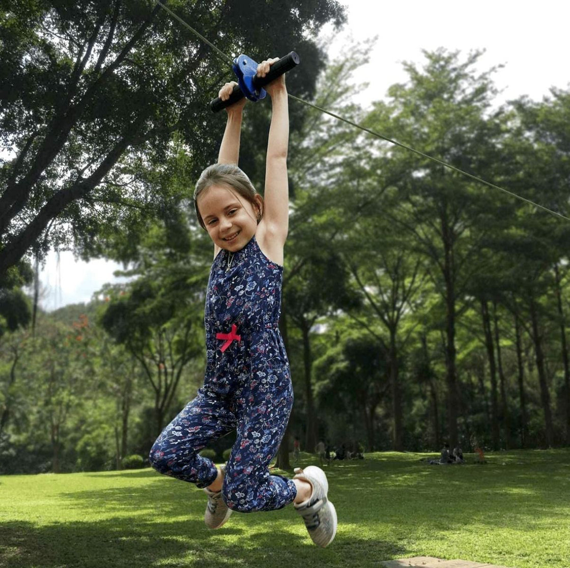 CTSC Zip Line Kit  60 Foot Ideal For Active Kids Perfect As Toy Gift Your Coolest Zipline Kit For Backyard Adventure And Family Fun Stress Free Set Up  (Less Then 250lb) (Blue)