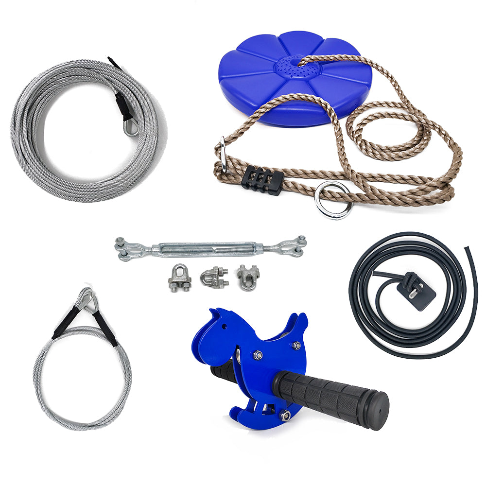 CTSC Backyard Zip Line Kit for Kids and Adult 95 foot  with Brake and Seat (up to 250lbs)