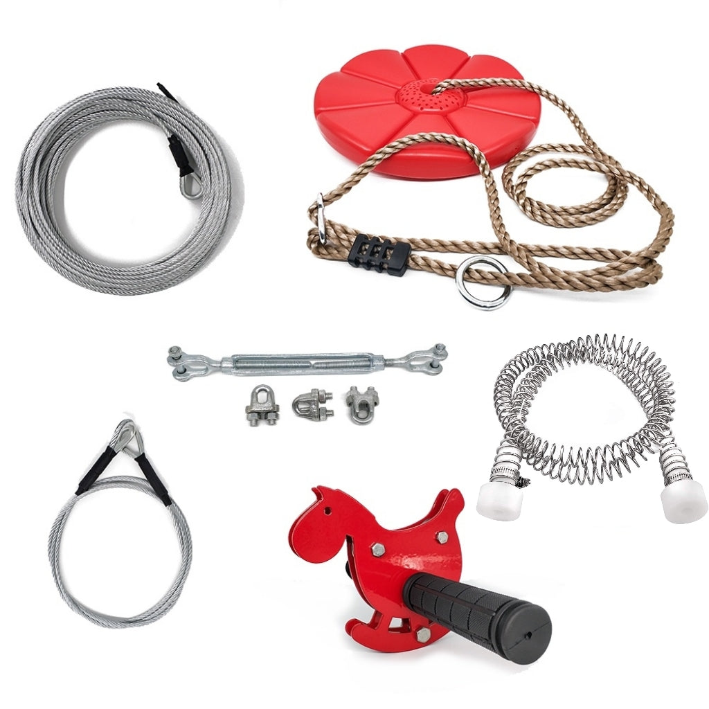 CTSC Backyard Zip Line Kit for Kids and Adult 95 foot  with Brake and Seat (up to 250lbs)