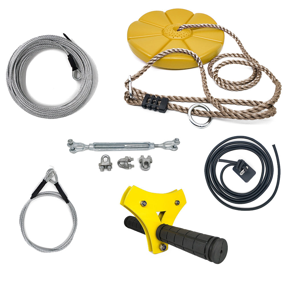 CTSC Backyard Zip Line Kit for Kids and Adult 95 foot  with Brake and Seat (up to 250lbs)