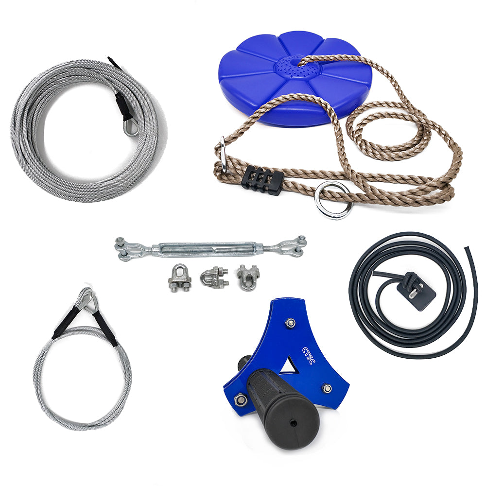 CTSC Backyard Zip Line Kit for Kids and Adult 95 foot  with Brake and Seat (up to 250lbs)