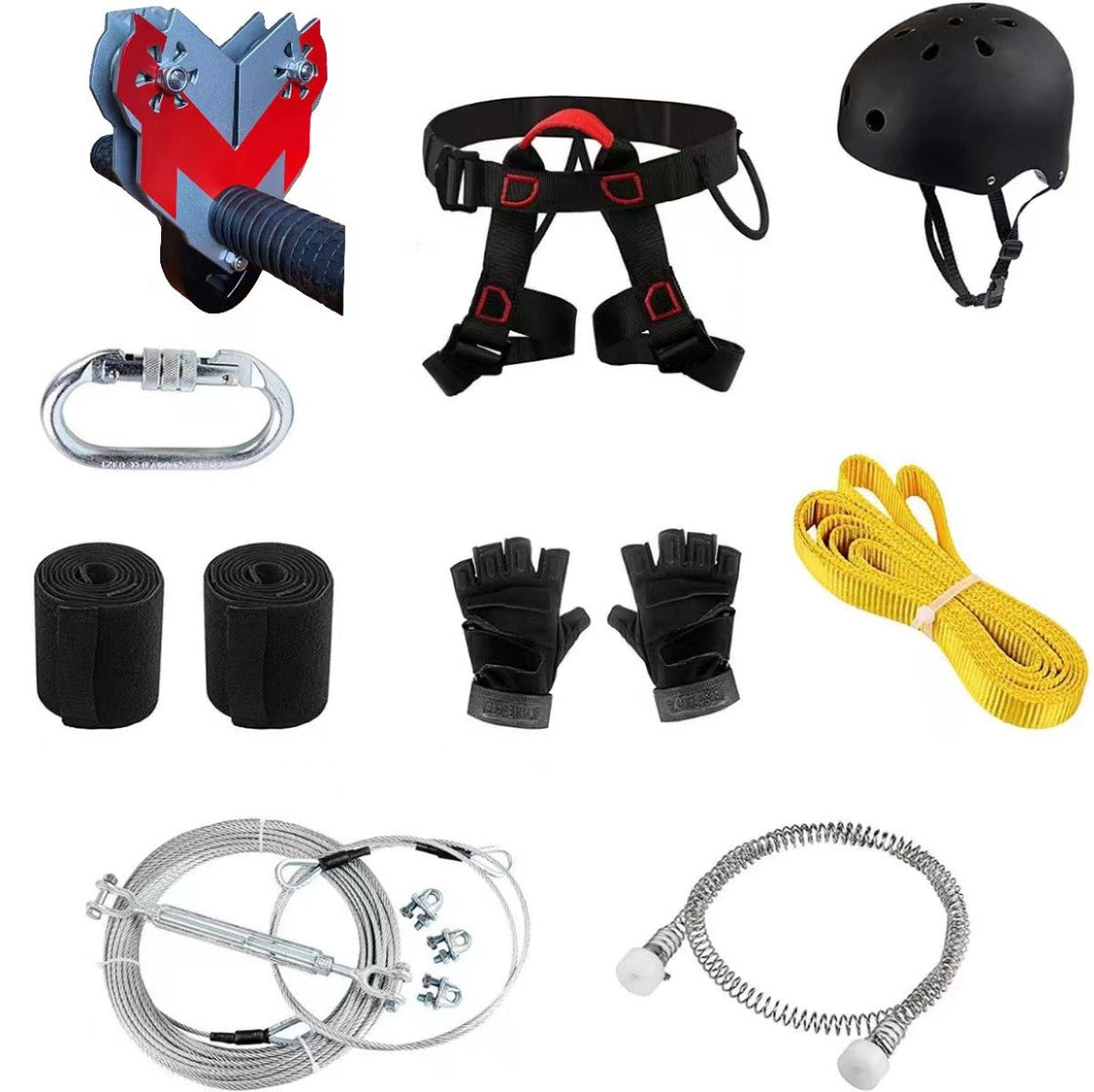 CTSC Awesome Zip Line Kit 120 foot For Kids with Trolley, Brake, Harness and Protective Gear (Up to 250lbs) (Green)