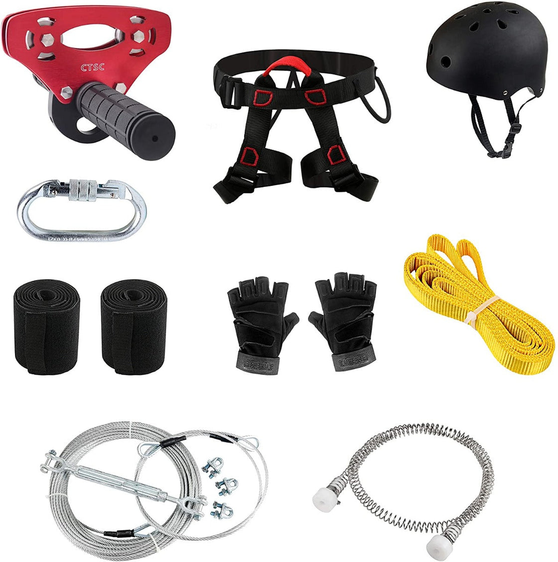 CTSC Awesome Zip Line Kit 120 foot For Kids with Trolley, Brake, Harness and Protective Gear (Up to 250lbs) (Green)