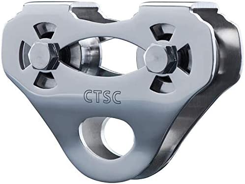 CTSC Zip Line Stainless Steel Trolley Pulley With Oval Carabiner For Zipline, Hauling, Rigging Upto 800lbs Sturdy Acting For Both Home And Commercial Use Working For Both Kids & Adults (Silver)