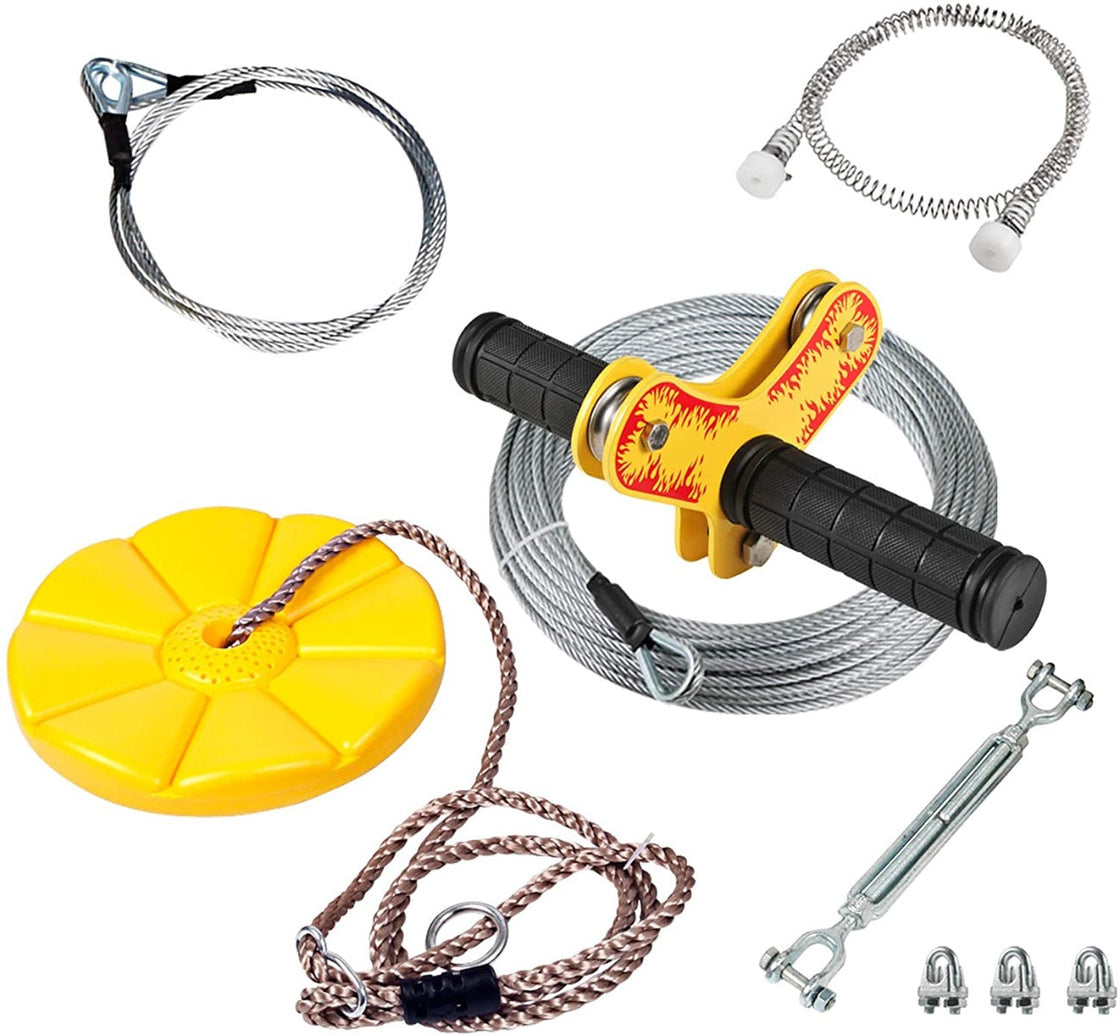 CTSC 75 Foot V (victory) Zip Line Kit with Stainless Steel Spring Brake and Seat, Ziplines for Backyards Bring You and Your Family Colorful Fun and Enjoyment  (Up to 250lb)