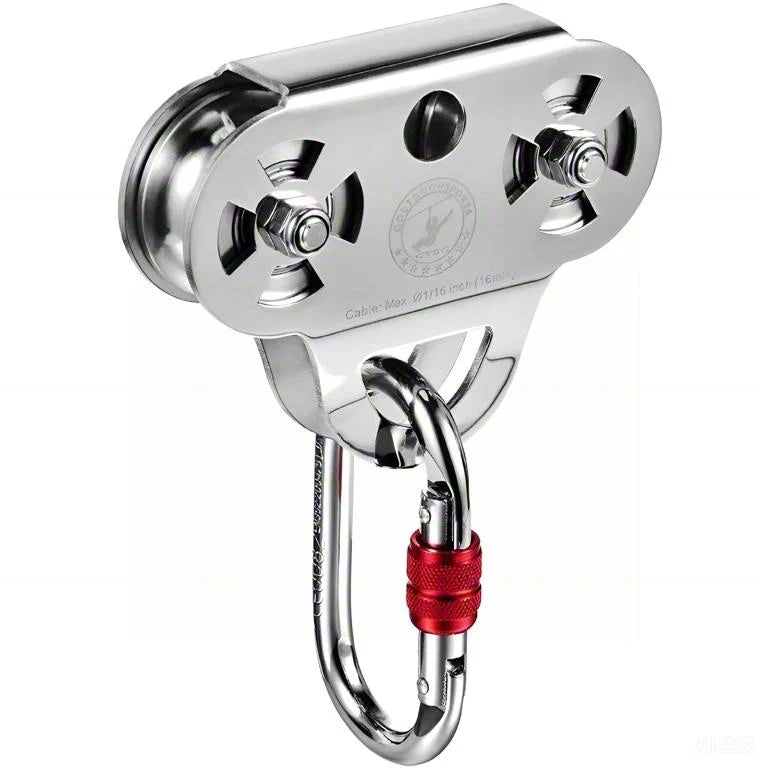 CTSC Stainless Steel Zip Line Trolley Pulley With Carabiner For Zipline, Hauling, Rigging Upto 800lbs MAX Cable 16MM Acting For Both Home And Commercial Use Working For Both Kids & Adults (Silver)