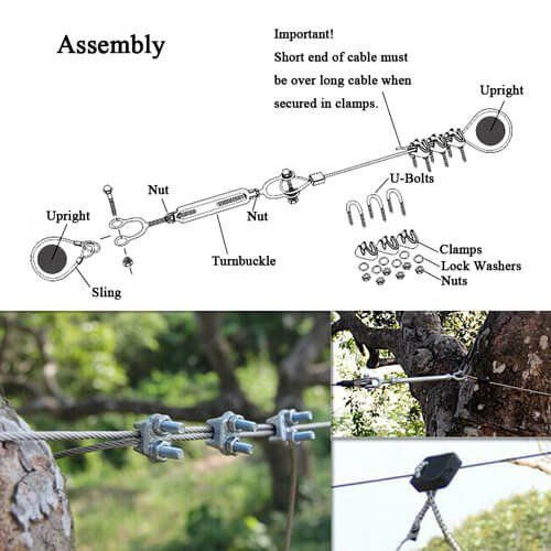 CTSC Backyard Zip Line Kit for Kids and Adult 95 foot  with Brake and Seat (up to 250lbs) (Red Koala)
