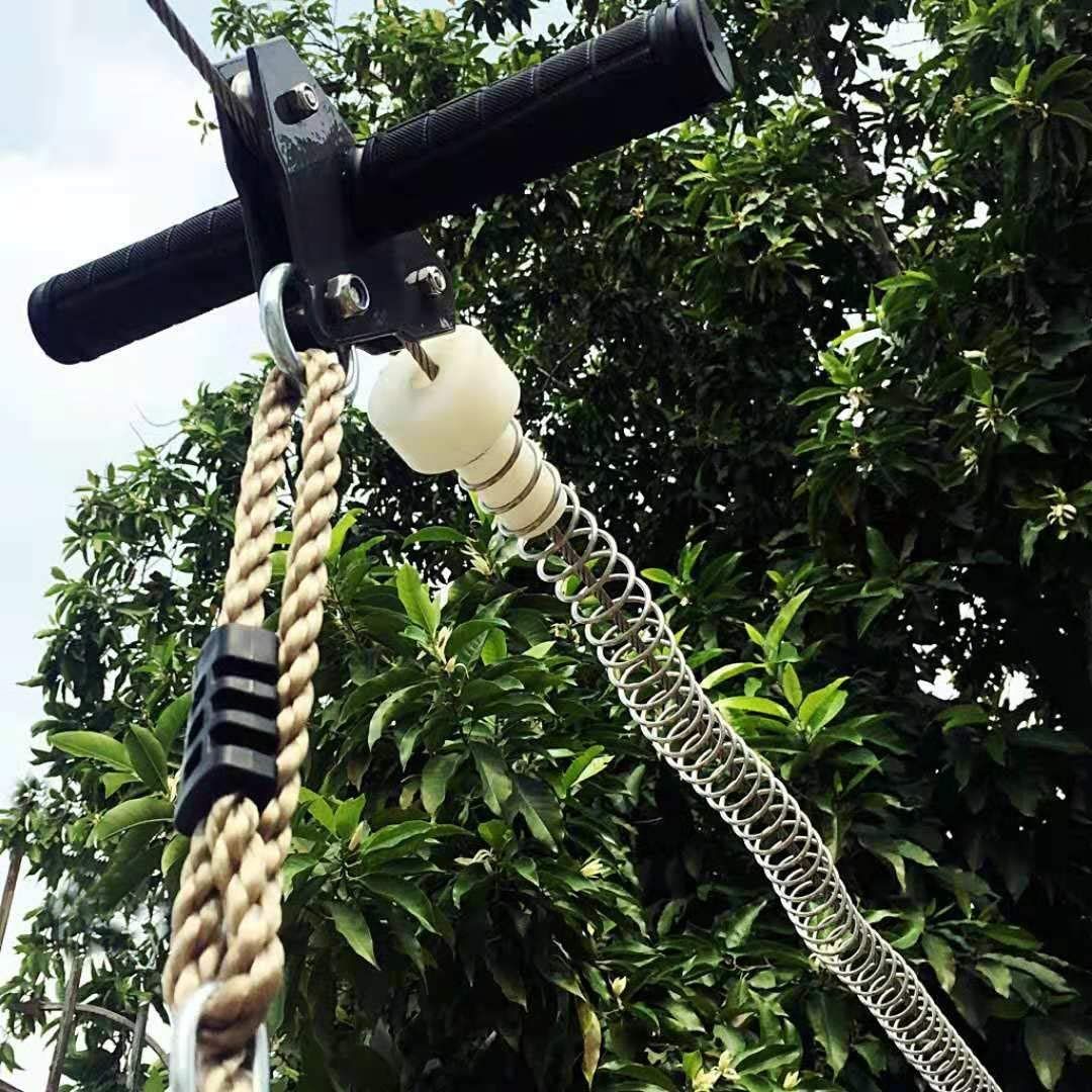 Zipdiz 95ft Backyard Zipline Kit with 5.9ft Spring Brake and Seat, Zip Line Kits with 2 Tree Protectors, Zipline for Backyard with 1/4" Cable, Up to 250lbs