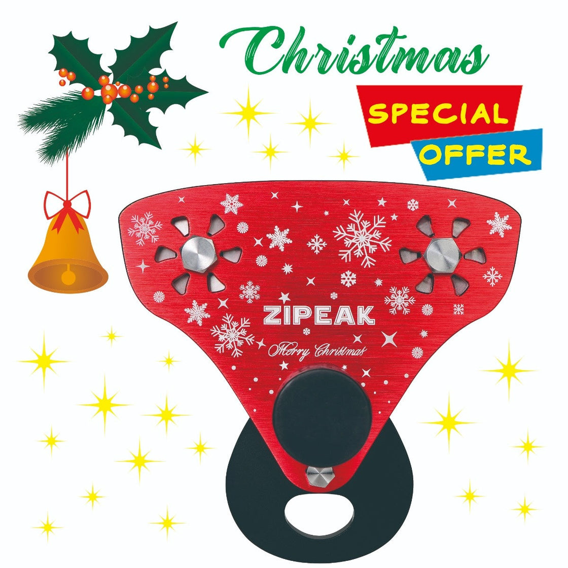 ZIPEAK Christmas Version Zip Line For Kids and Adults, Zipline Kits For Backyard With Spring Brake, Cable Tensioning Kit, 2 Tree Protectors, Wooden Seat Full Accessories Perfect Holiday Gift (Not Include Main Cable) (Up to 350lbs) (RED)