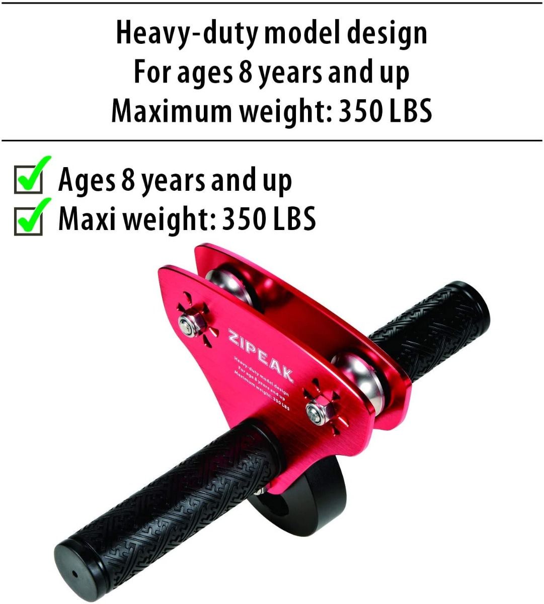 ZIPEAK 2026 Zip Line For Kids & Adults Zipline Kit Stainless Spring Brake Cable Tensioning Kit 2 Tree Protectors Wooden Seat and Full Set of Zipline Accessories Perfect Holiday Toy Gifts (Not Include Main Cable) (up to 350lbs) (RED)