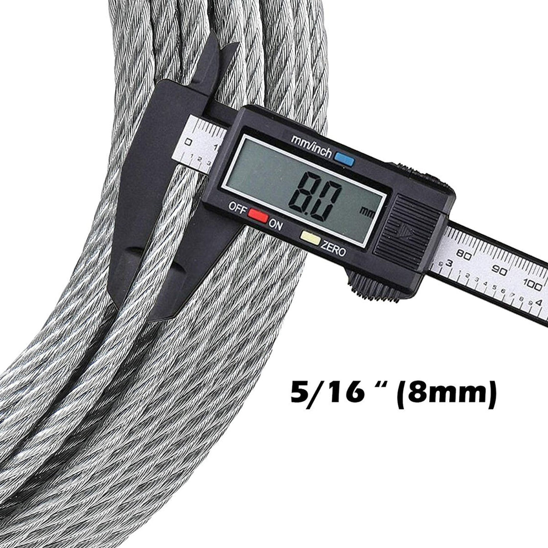ZIPEAK Heavy-duty 5/16 Inch Aircraft Cable Galvanized Steel Zipline Cable with 7000 lbs Breaking Strength