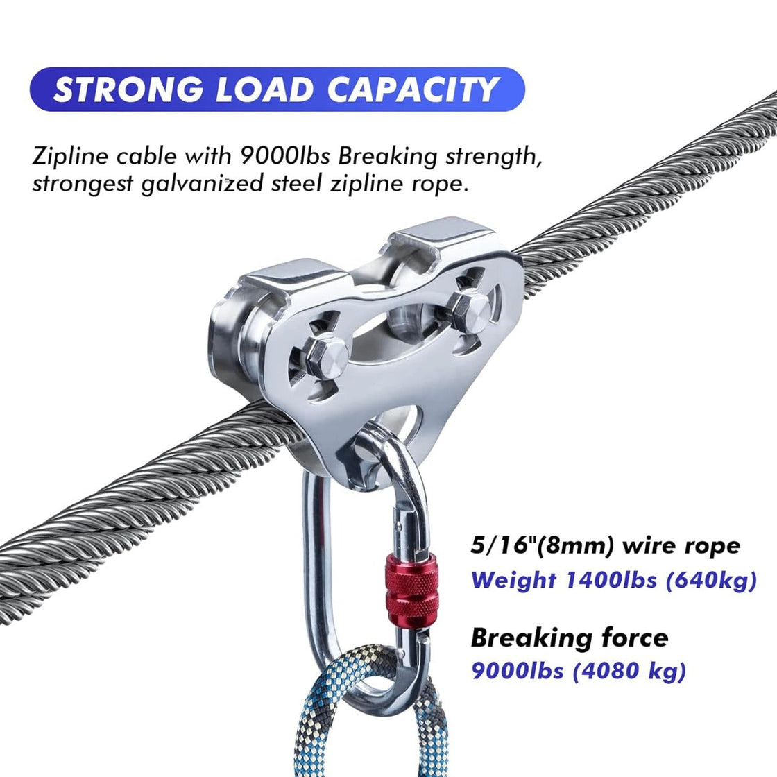 ZIPEAK Heavy-duty 5/16 Inch Aircraft Cable Galvanized Steel Zipline Cable with 7000 lbs Breaking Strength