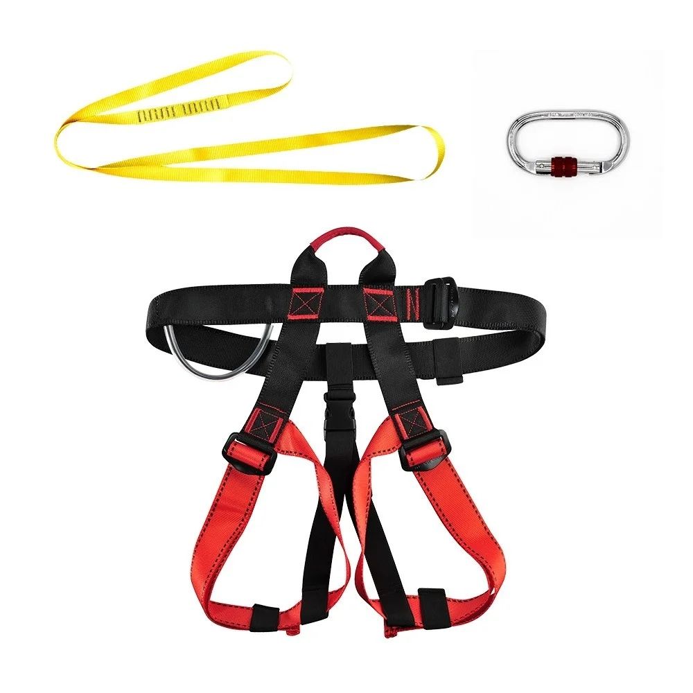 CTSC Climbing Half Body Safety Harness Suitable For Kids & Adults, Harness For Zipline, Climbing Gym & Rope Course Adjustable Perfect For Zip Line And More (Black)