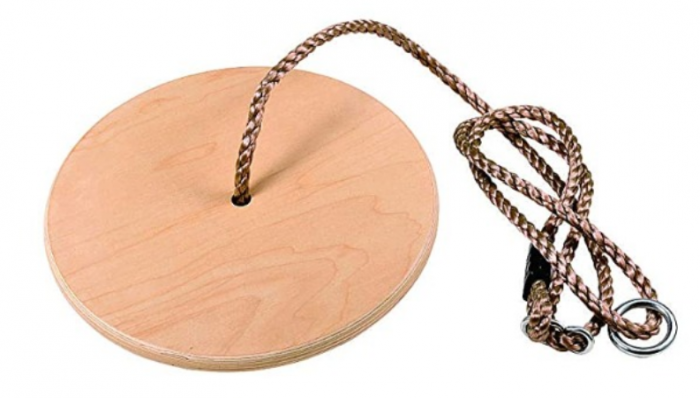 Wooden Round Disc Plate Swing Seat with Hanging Rope 