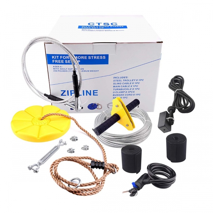 Ctsc Backyard Zip Line Kit For Kids And Adult With Brake And Seat