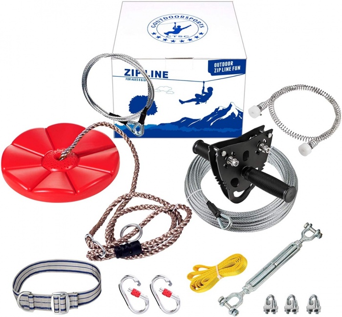 CTSC Upgraded 120ft Ziplines for Backyards with Seat and