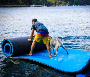 Zipfun Pets Water Floating Mat - Lily Pad For Lake - XPE Floating Island For Dogs - Sea Trampoline Excellent Summer Gift For Pets Cooling The Whole Summer With Tons of Fun 7ftx3ft x1.3in