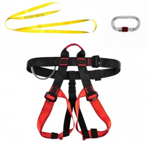 CTSC Harness with Carabiner and Lanyard To Fit Well Onto Your Heavy Duty Ziplines Suitable For Different Ages Kids And Adults (Black)