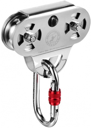 CTSC Stainless Steel Zip Line Trolley Pulley With Carabiner For Zipline, Hauling, Rigging Upto 800lbs MAX Cable 16MM Acting For Both Home And Commercial Use (Silver)