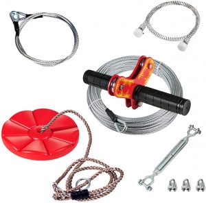 CTSC 75 Foot V (victory) Zip Line Kit with Stainless Steel Spring Brake and Seat, Ziplines for Backyards Bring You and Your Family Colorful Fun and Enjoyment  (Up to 250lb)  (RED) Installation Video