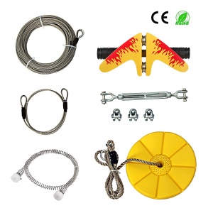 CTSC 110 Foot Zip Line Kit with Stainless Steel Spring Brake and Seat, Ziplines for Backyards, Bring Colorful Fun and Enjoyment with The Most Complete Accessories Zipline(Up to 250lb) (A - YELLOW)