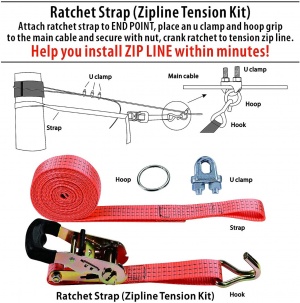 CTSC Zipline Tensioning Kit With Ratchet Strap Crank Ratchet Come Along To Tension Cables - New! (Red)