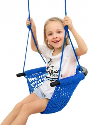 CTSC Swing Seat for Kids Heavy Duty Rope Play Secure Children Swing Set Perfect for Indoor Outdoor Playground Home Tree with Snap Hooks and Swing Straps 440 lbs Capacity (Blue)